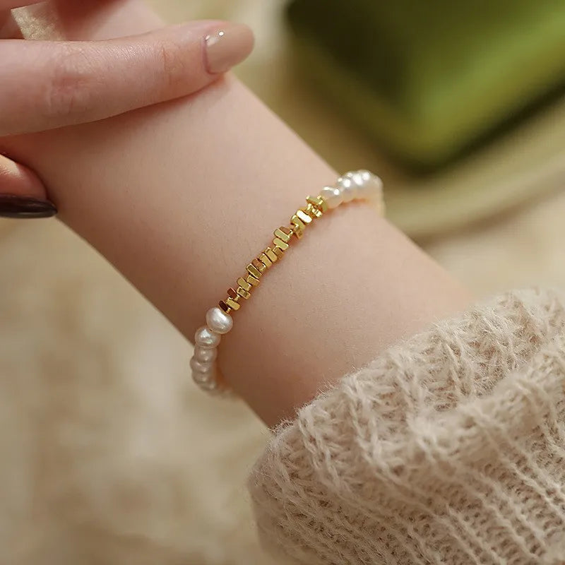 Minar Exquisite 14K Gold-Plated Copper Beaded Choker Necklace with Imitation Pearls, Elegant Women’s Birthday Gift