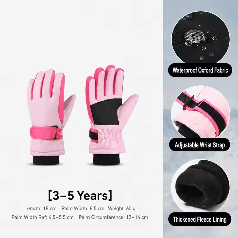 New Children Ski Gloves Keep Finger Warm Waterproof Thicken Mittens Winter Snowboard Snow Kids Gloves for Boys Girl Accessories