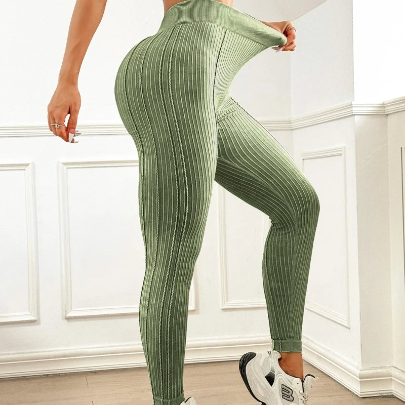 Women’s High-Waisted Ribbed Yoga Leggings