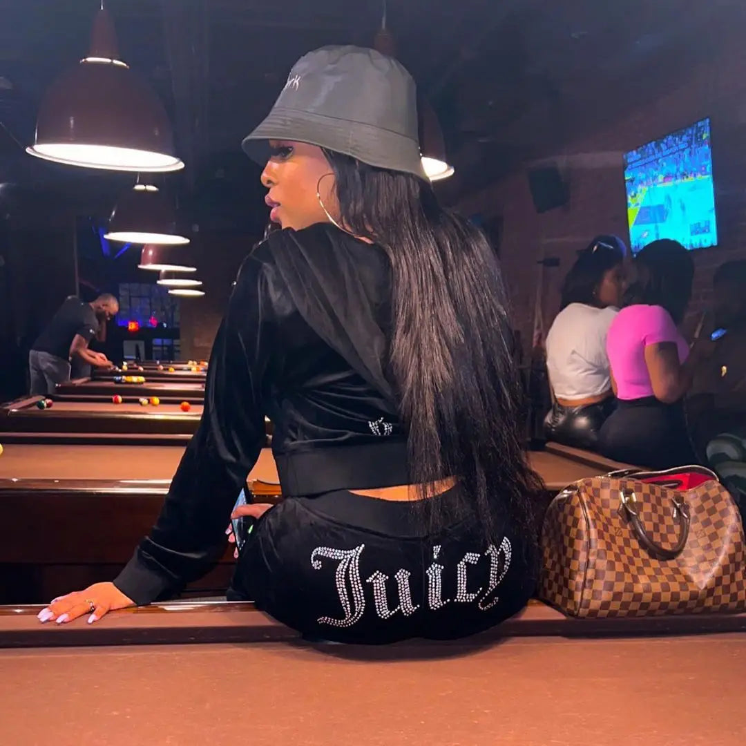 Women's Velvet Zip-Up Hoodie & Pants Set