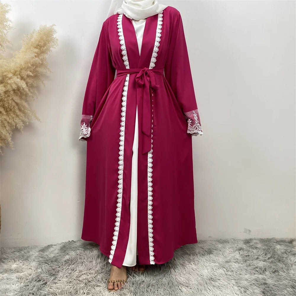 Women’s Lace Trim Nida Abaya with Pockets