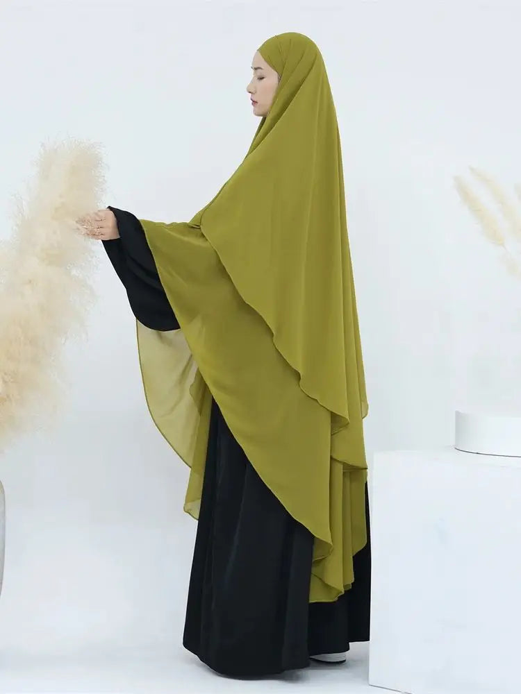 Women’s Elegant Chiffon Khimar & Abaya Set