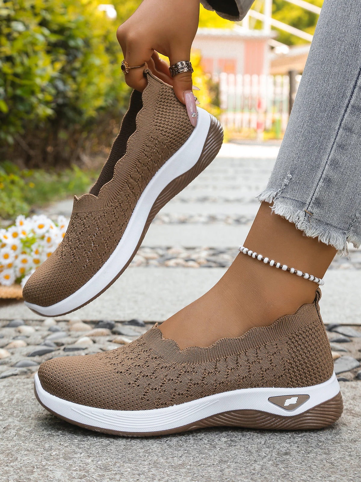 Women's 2026 Summer Breathable Knit Slip-On Sneakers Ultra Lightweight Soft Sole Comfortable Casual Loafers for Daily Work Walk