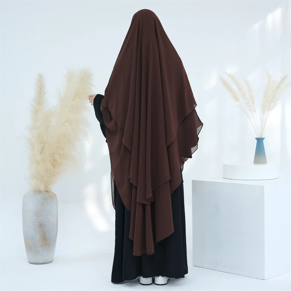 Women’s Elegant Chiffon Khimar & Abaya Set