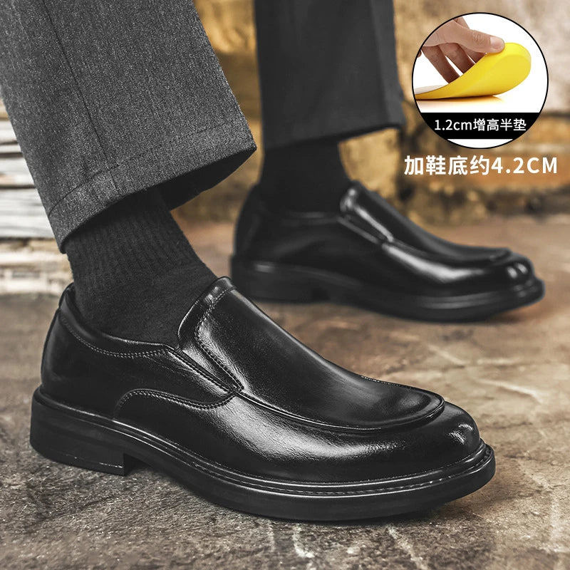 Men Vintage Burnished Leather Shoes 2026 Autumn New Trendy Low Top Slip On Casual Leather Shoes British Style Loafers For Men