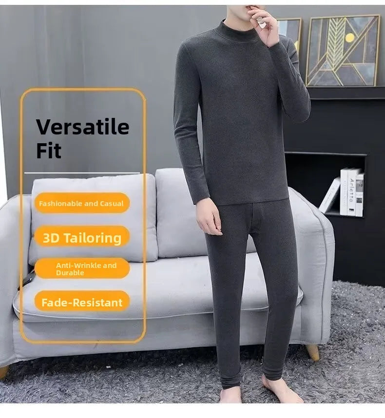 Men's Fleece-Lined Mock Neck Thermal Set