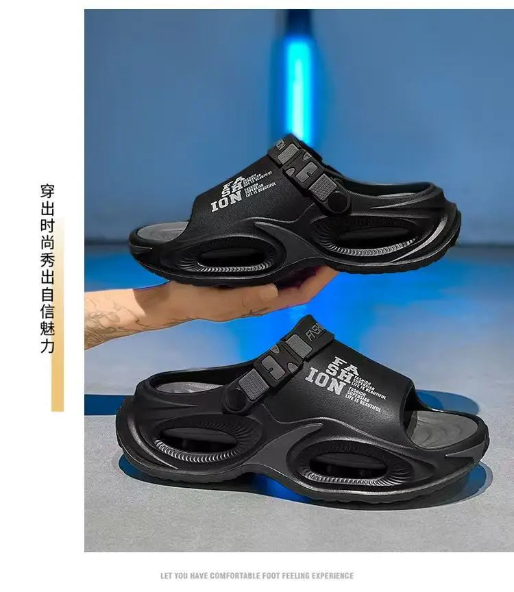 Men Sandals Slip On 2 in 1 Summer Outdoor Thick Sole Non Slip Waterproof Driving Shoes