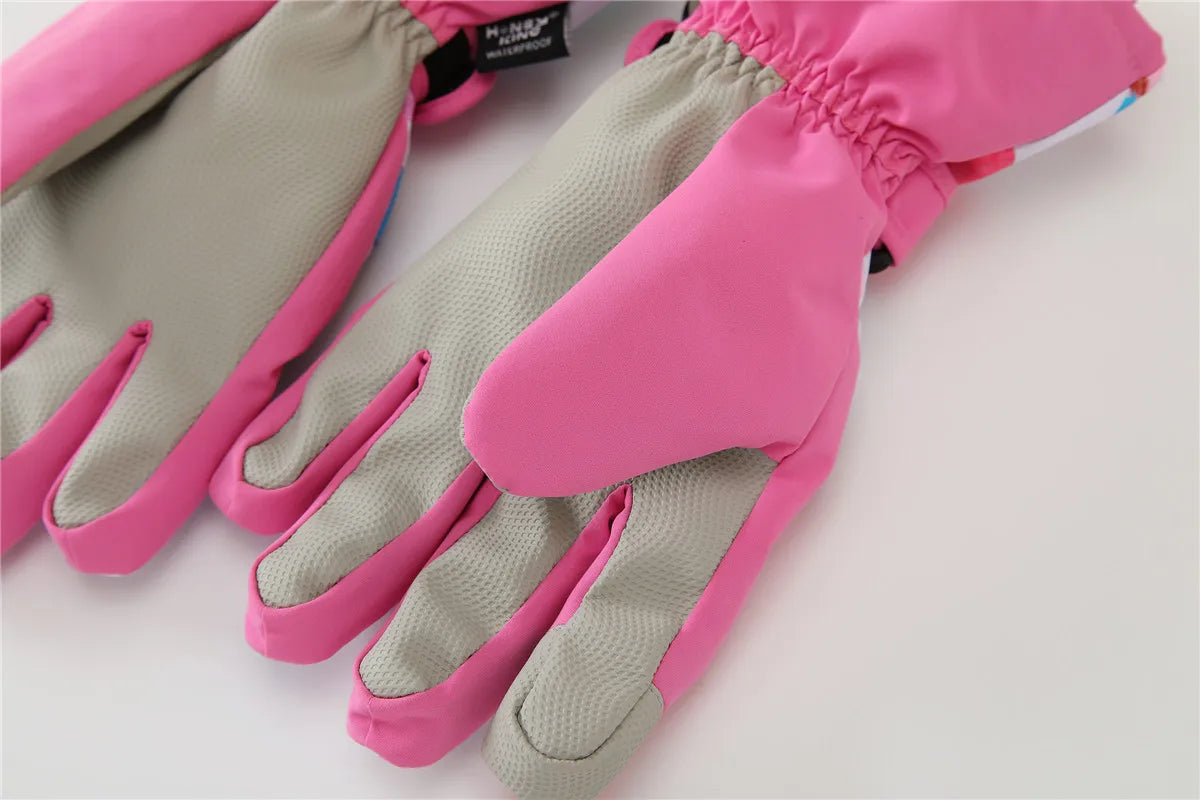 HONEYKING Kids Winter Ski Gloves Waterproof Warm Padded Mitten For Girls Boys Outdoor Skiing Cycling Windproof Snowboard Gloves