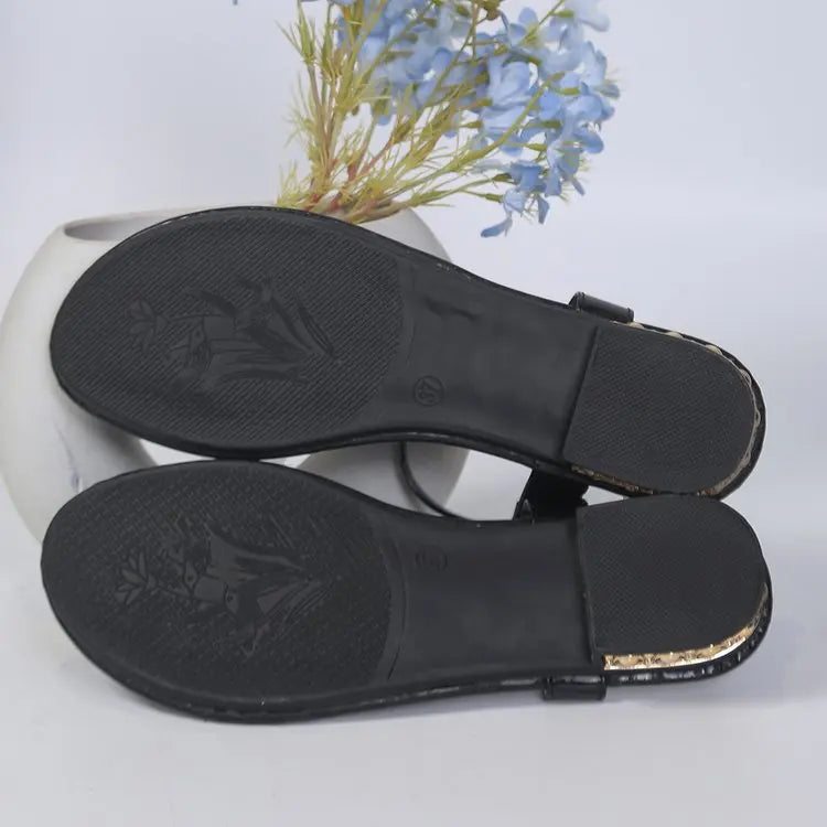Women’s Gold & Silver Gladiator Flat Sandals – Elegant Ankle Strap Roman Style Summer Beach Shoes with Plus Size Fit