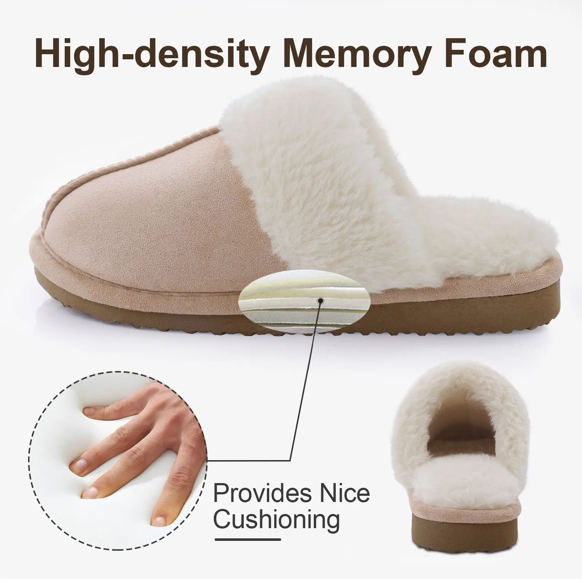 Kidmi Warm Fluffy Women Slippers Classic Brand Fuzzy House Slippers Indoor Soft Memory Foam Slippers Outdoor Antiskid Slippers