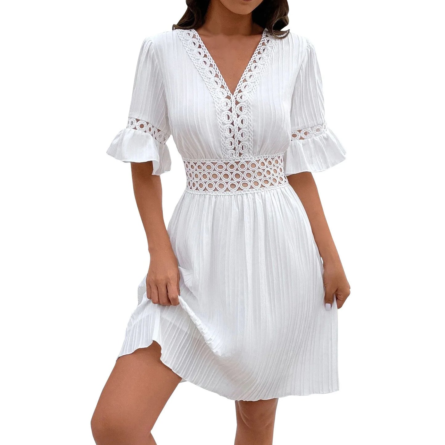 Women’s V-Neck A-Line Mini Dress.
