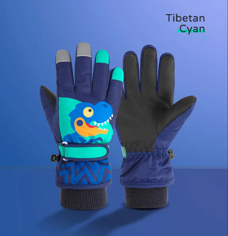 Thicken Baby Winter Gloves Coral Fleece Waterproof Child Ski Gloves Snowboard Outdoor Sports Kids Snow Mittens for Girls Boys