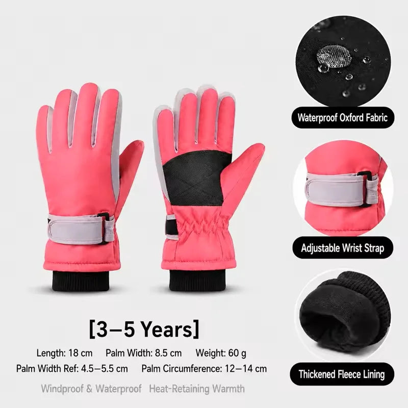 New Children Ski Gloves Keep Finger Warm Waterproof Thicken Mittens Winter Snowboard Snow Kids Gloves for Boys Girl Accessories
