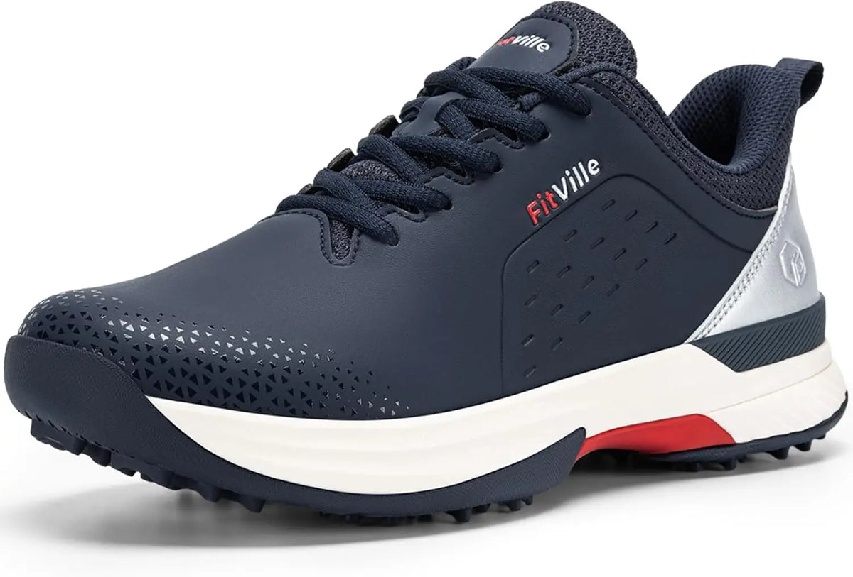 FitVille Men'S Golf Shoes Extra Wide Waterproof, Professional No-Slip Spiked Golf Shoes With Arch Support For Wide Feet