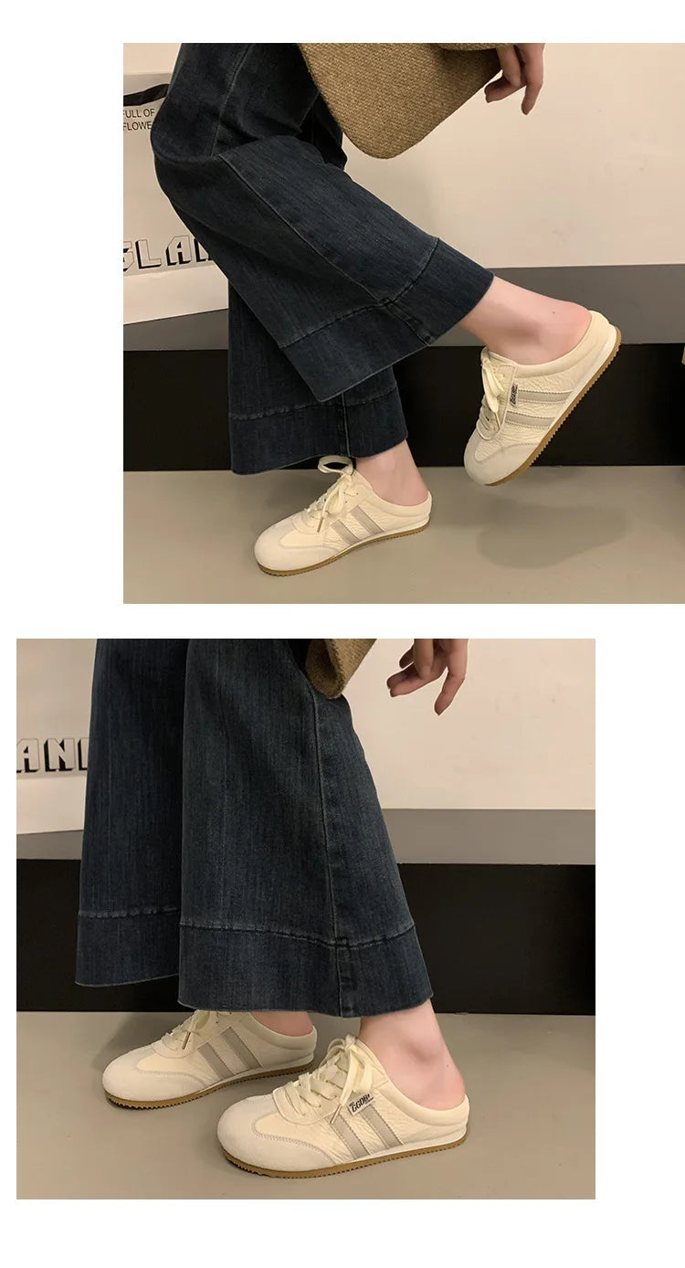 Women Fashion Slippers 2026 Summer Trend Casual Comfort Platform Flats Mules Slippers Lace-Up Non Slip Outdoor Female Slippers