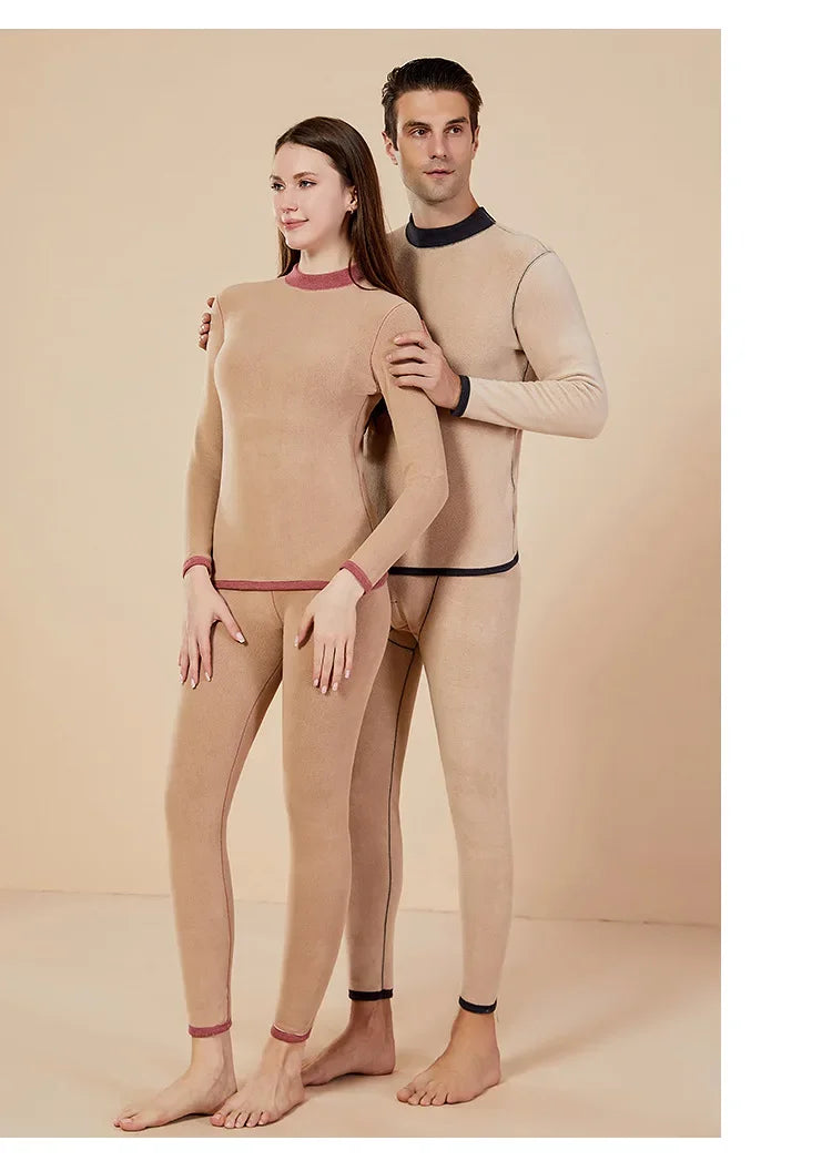 Men's Mock Neck Fleece Thermal Underwear Set