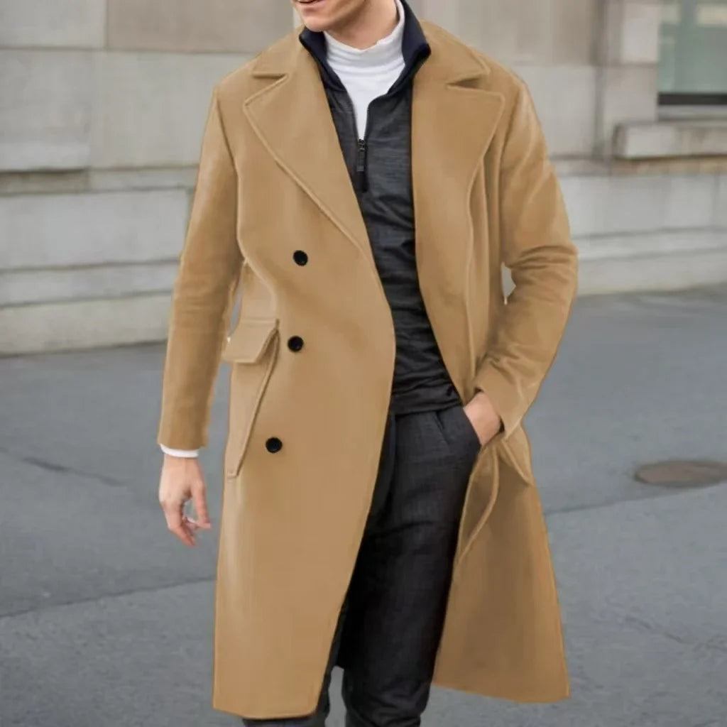 Elegant Men Winter Trench Coat Luxury Peak Lapel High Quality Long Coat for Business And Wedding Dresses Customized Elegant Men