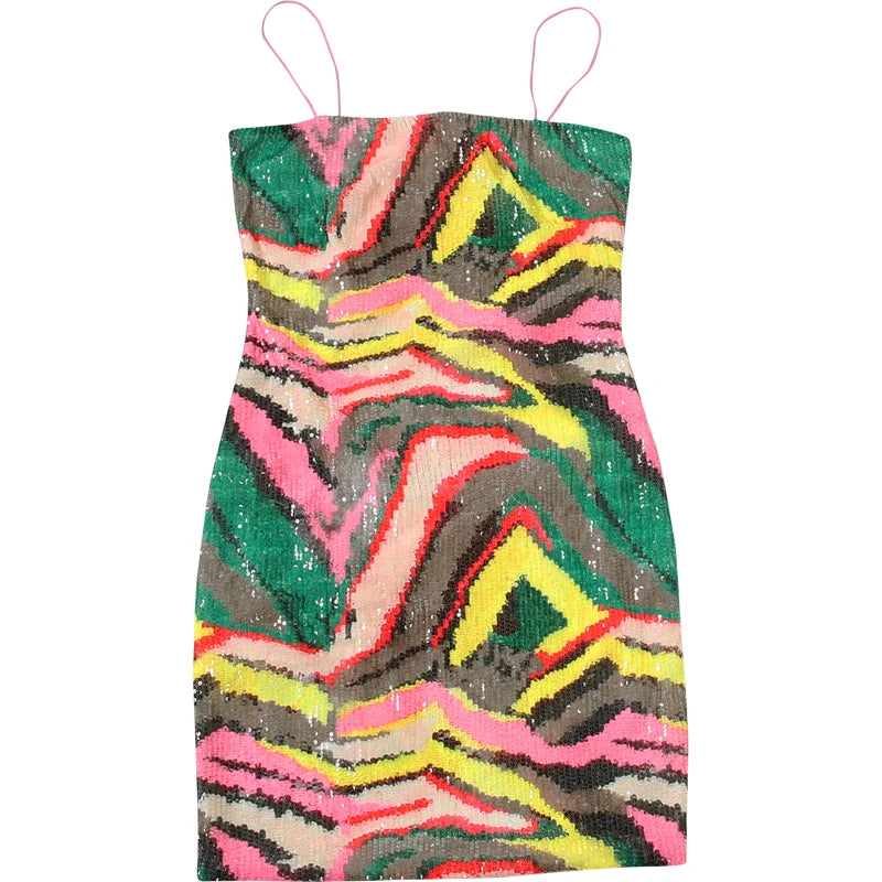 Women’s Sexy V-Neck Patchwork Mini Dress