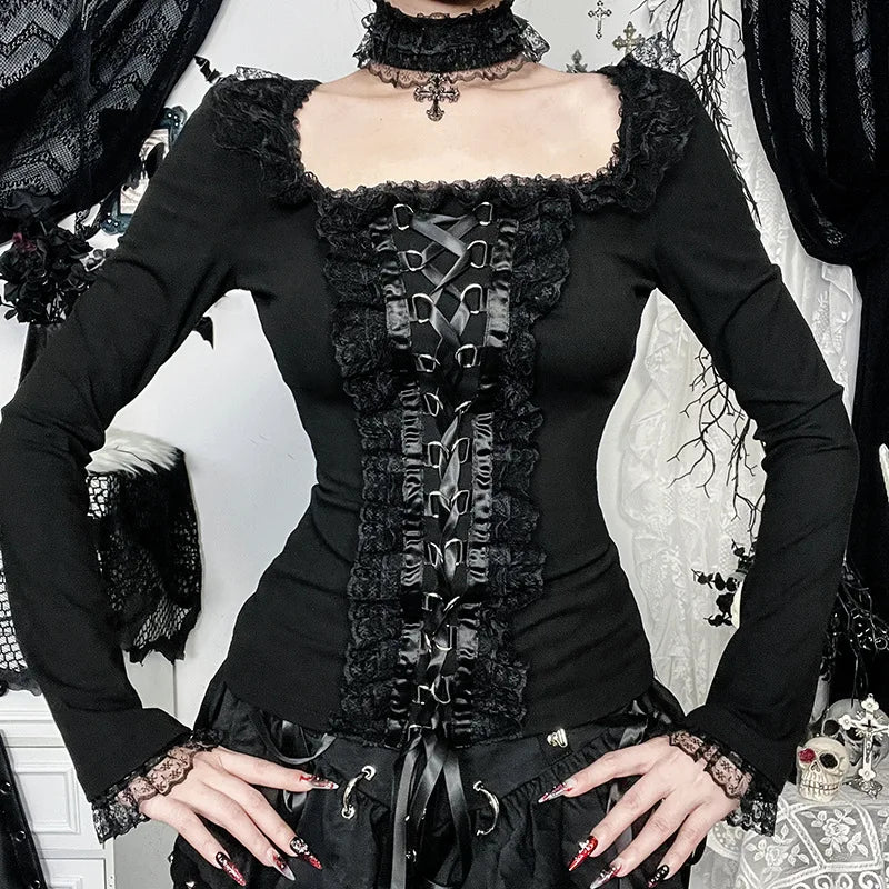 Women’s Gothic Lace Long Sleeve Top