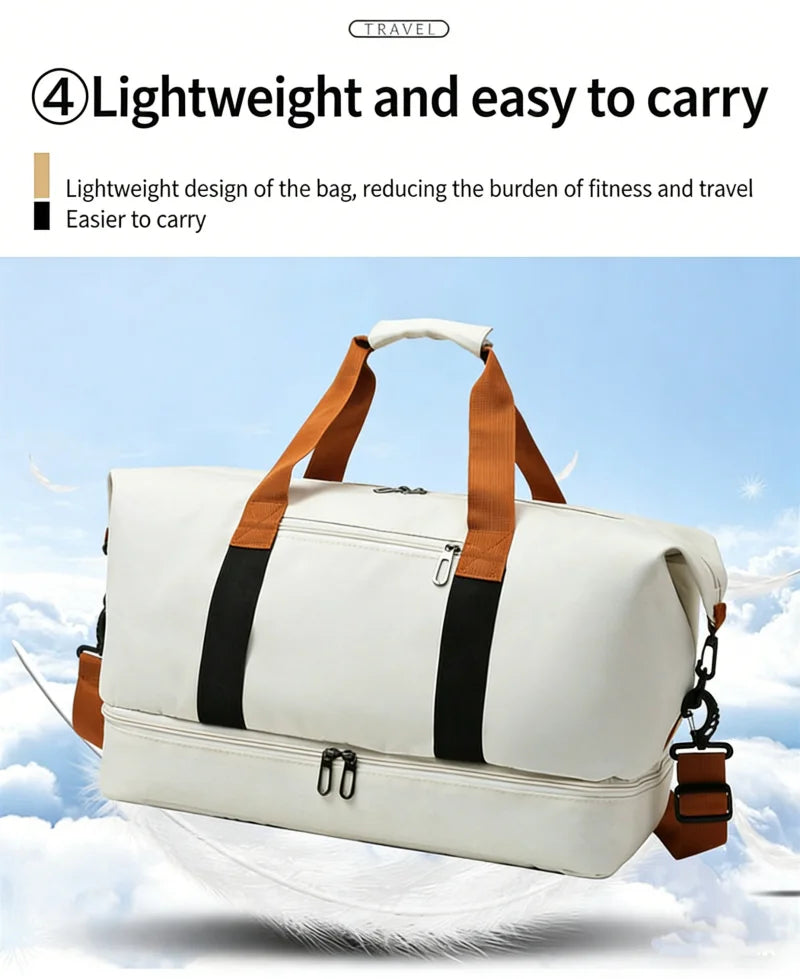 Travel Gym Duffle Bag with Shoe Compartment – Portable Fitness Shoulder & Crossbody Carry-On Bag for Workouts and Weekend Trips