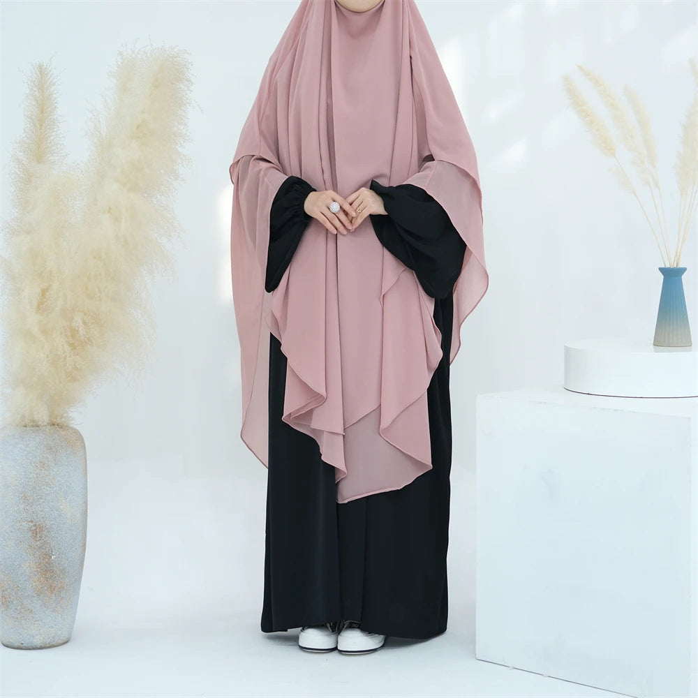 Women’s Elegant Chiffon Khimar & Abaya Set
