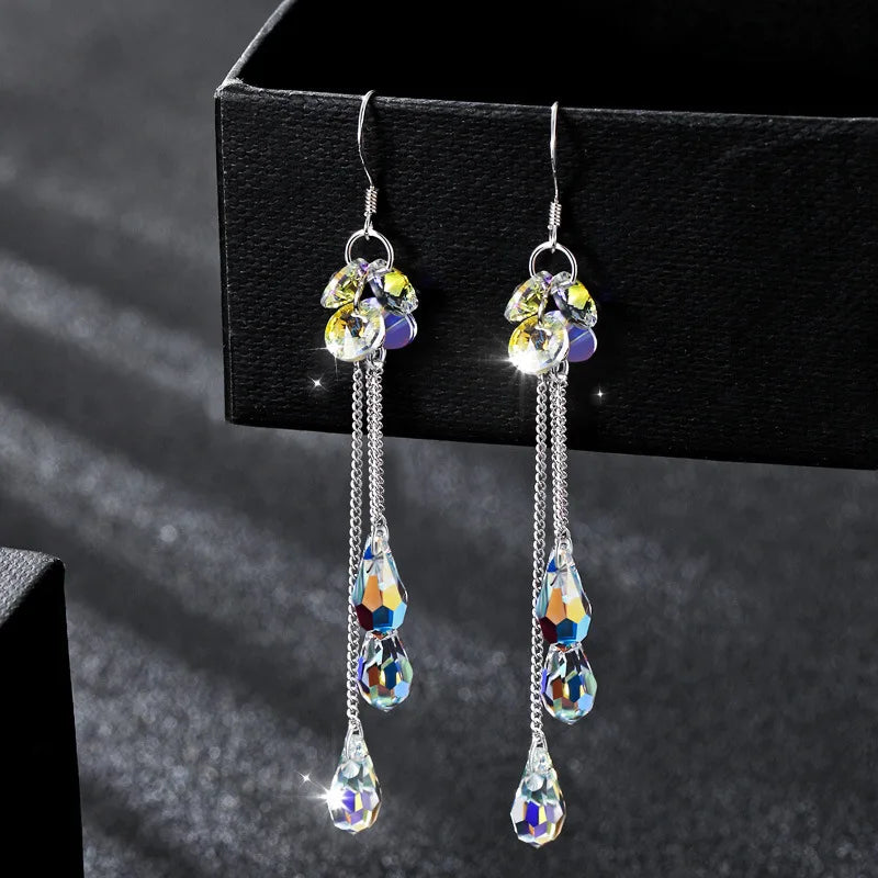 Crystal Zircon Geometric Drop Earrings