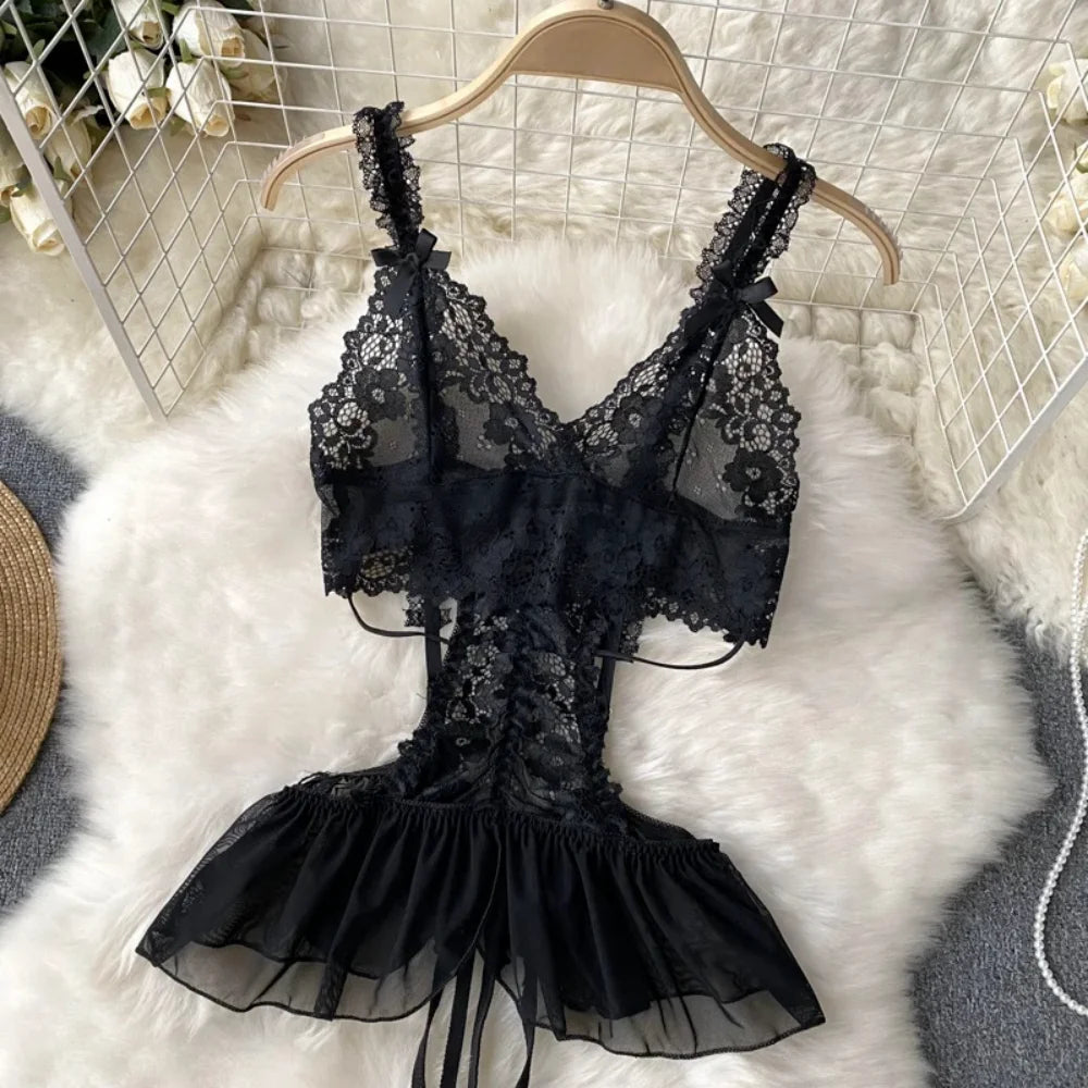 Women’s Floral Lace Strapless Mini Dress