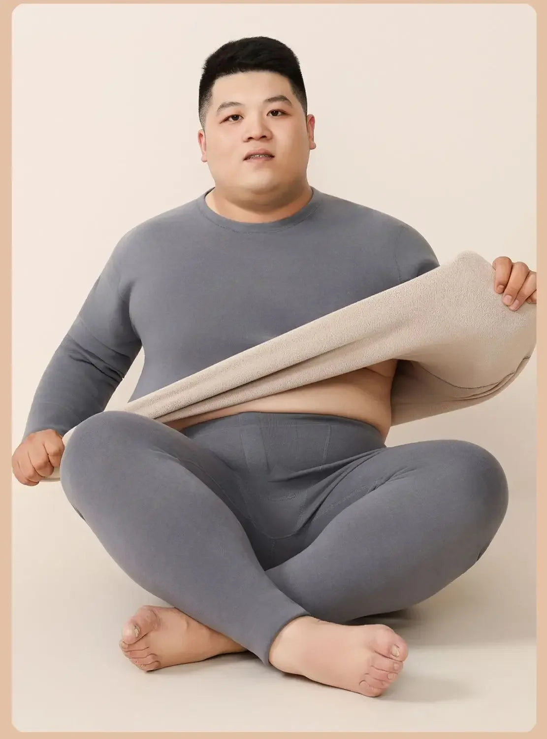 Men's Plus Size Fleece-Lined Thermal Underwear Set