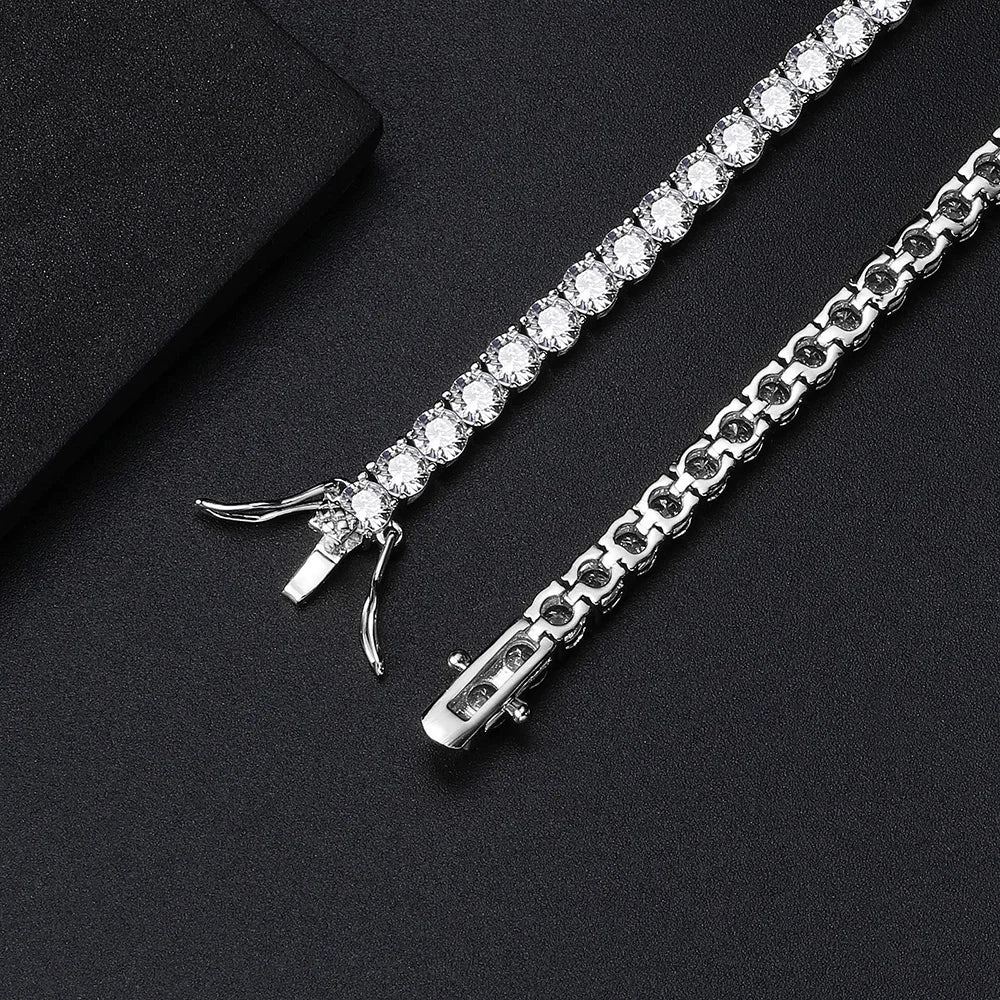 Factory Price D VVS1 Moissanite Tennis Bracelet – 925 Sterling Silver Single Row Classic Bracelet for Women & Men with GRA Certificate