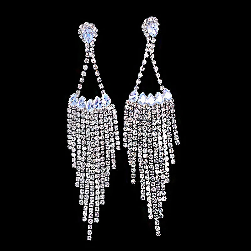 Crystal Zircon Geometric Drop Earrings