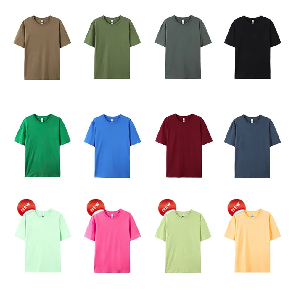 Customized LOGO Picture Men's Cotton T-Shirt Summer Colour Loose Short Sleeves Comfortable Fashion T Shirts Unisex O-Neck DIY Te