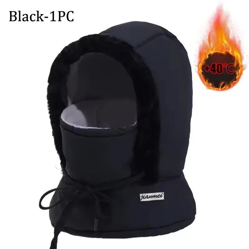 Winter Motorcycle Warm Neck Gaiter Windproof Outdoor Sports Mask Face Balaclava Cotton 3-in-1 Beanies Cap Warm Face Protection