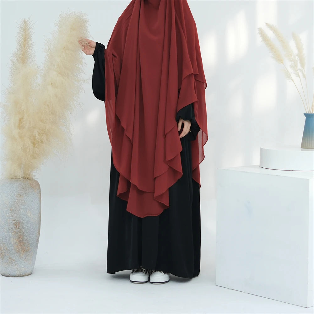 Women’s Elegant Chiffon Khimar & Abaya Set