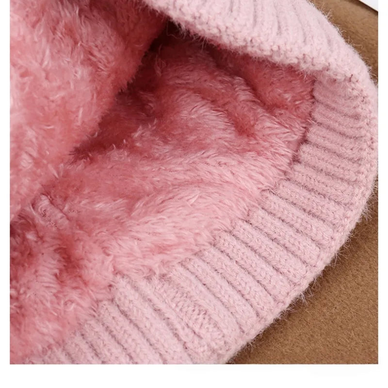 Winter Warm Beanie Women's Hat Thickened Cold-Proof Knitted Cap Outdoor Sports Cycling Skiing Pullover Hats Bonnets for Women