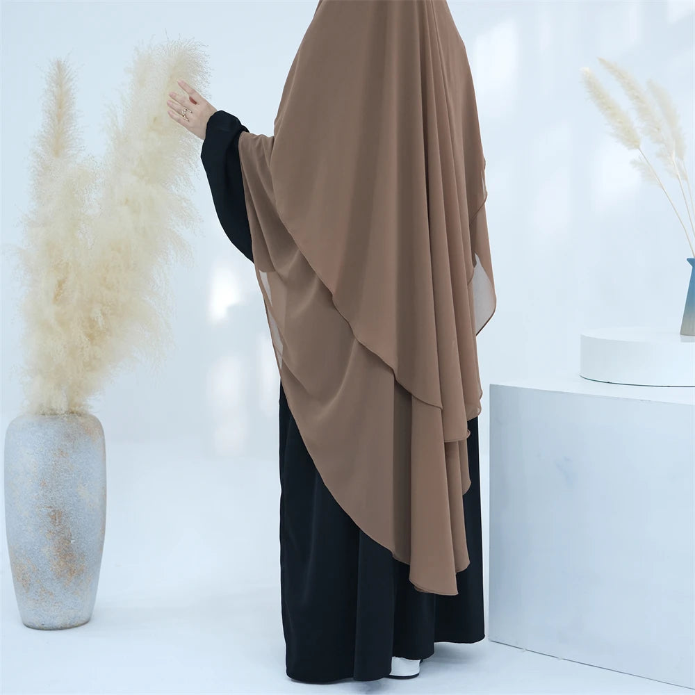 Women’s Elegant Chiffon Khimar & Abaya Set