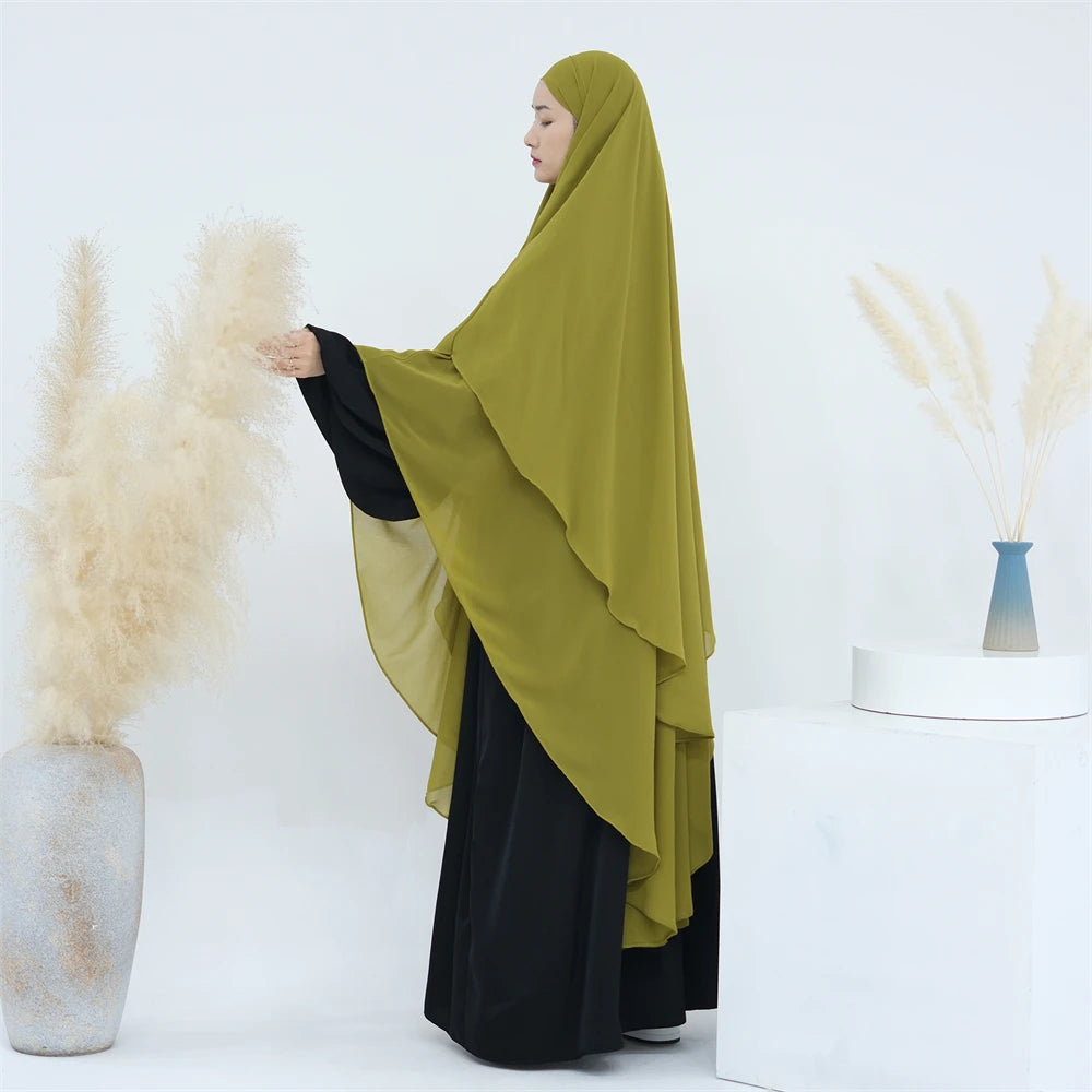 Women’s Elegant Chiffon Khimar & Abaya Set