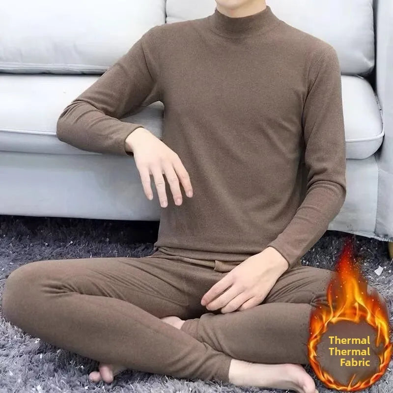 Men's Fleece-Lined Mock Neck Thermal Set