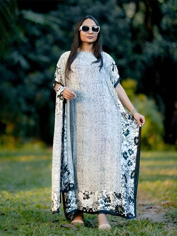 Women’s Printed Loose Maxi Abaya Dress