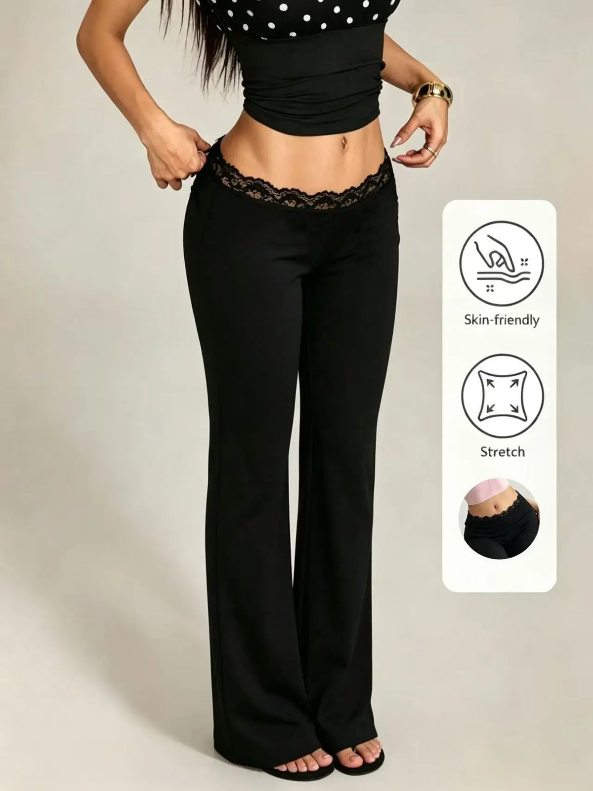 Women’s High-Waist Lace Flare Leggings
