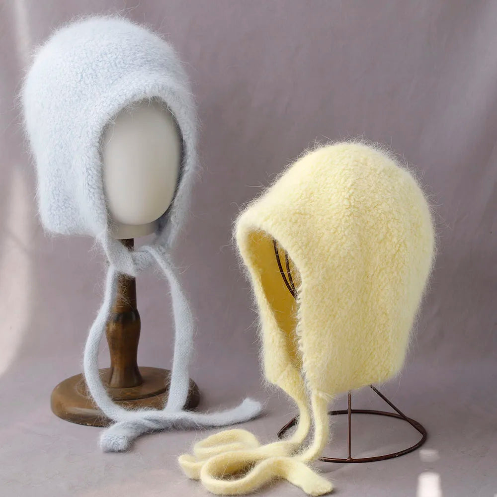 2025 NEW Winter Hat Real Rabbit Fur Winter Hats For Women Fashion Warm Hats Upgrade thickened extended Pullover scarf hat