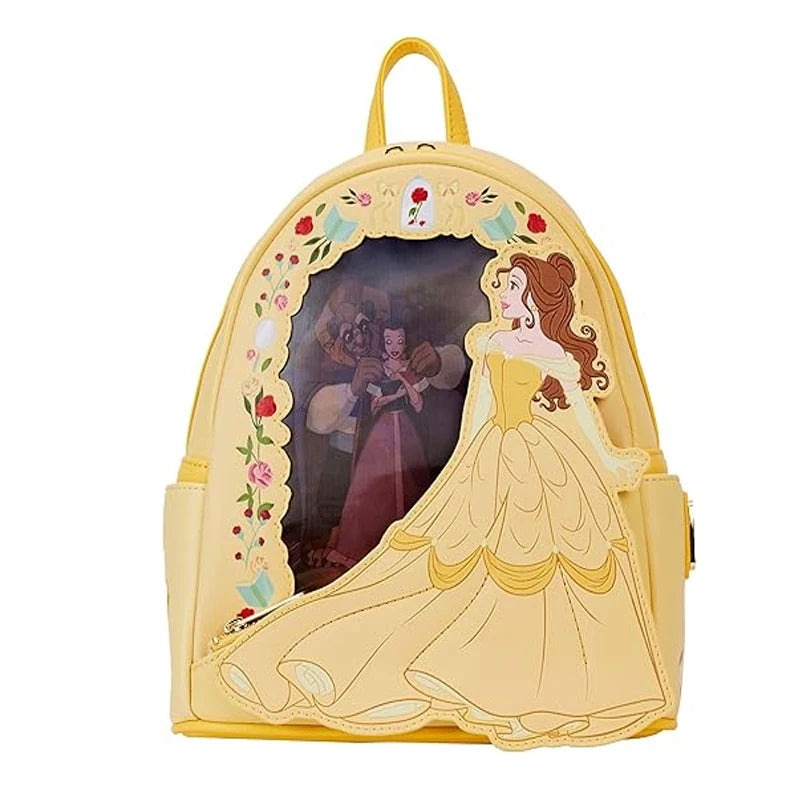 Loungefly Disney Princess Colored Glass Collection Mini Backpack & Wallet – Snow White & Princess Belle Fashion Accessories