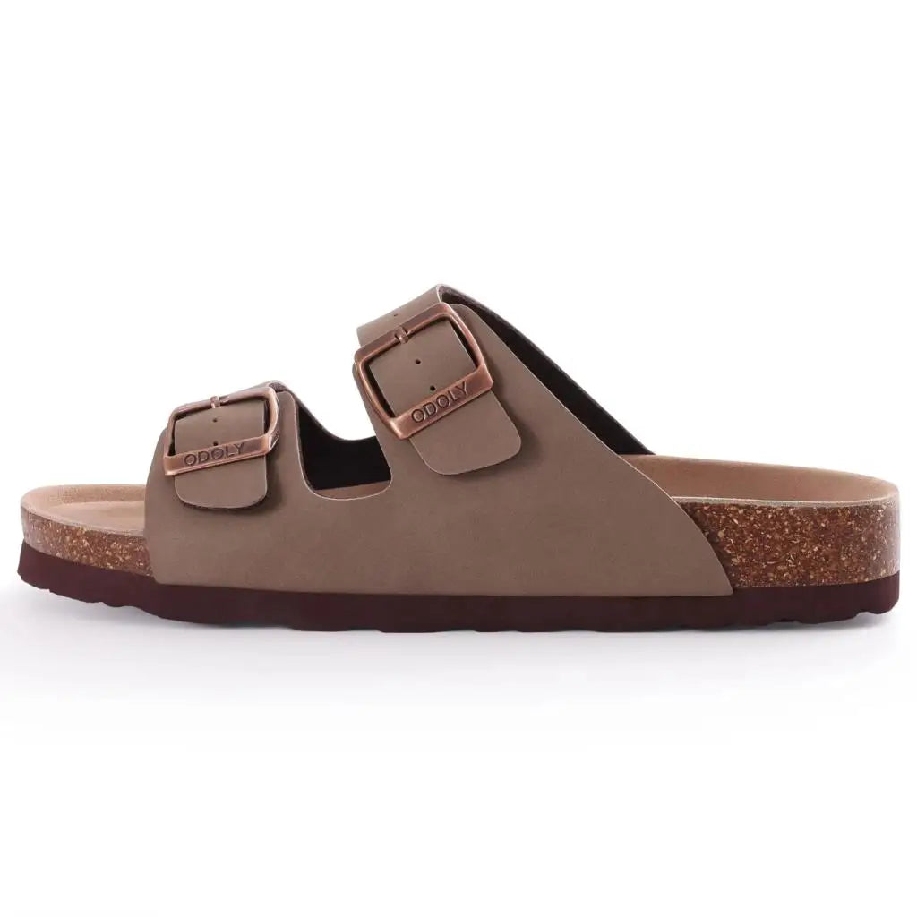 Litfun Classic Leather Cork Slippers Women Fashion Suede Flats Sandals Thick Footbed Cork Slides Unisex Outdoor Beach Slippers