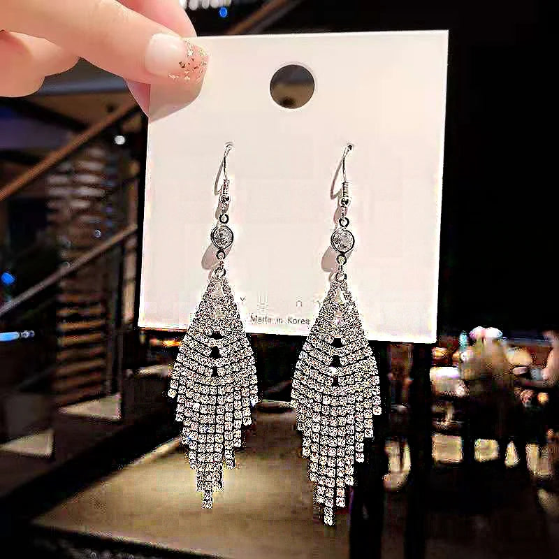 Crystal Zircon Geometric Drop Earrings