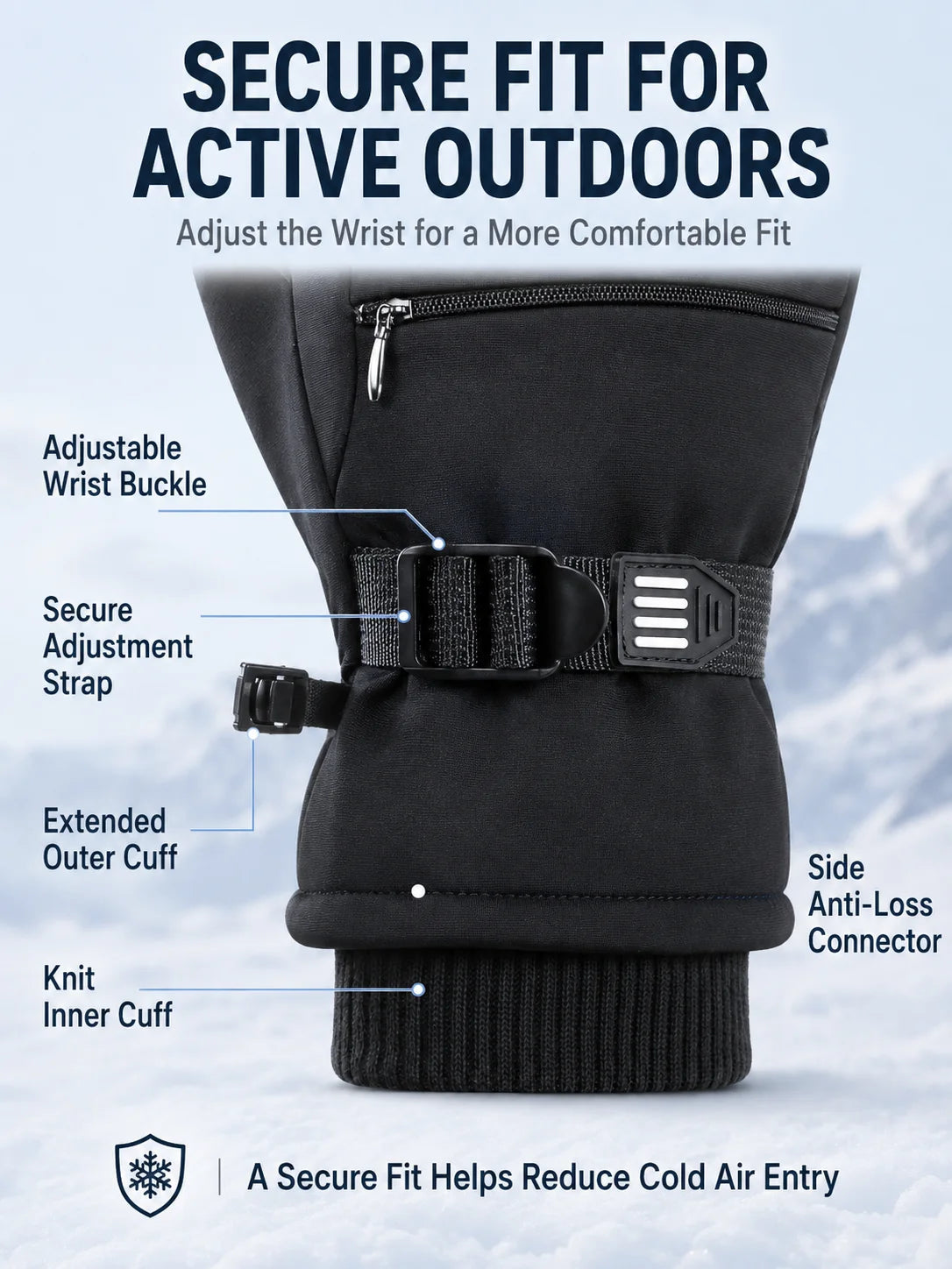 Outdoor Winter Gloves Men Women Thermal Touchscreen Water Resistant Anti Slip Zipper Pocket Gloves for Hiking Cycling