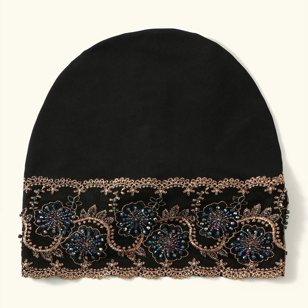 Women’s Luxury Pearl Embroidered Mesh Hijab Cap