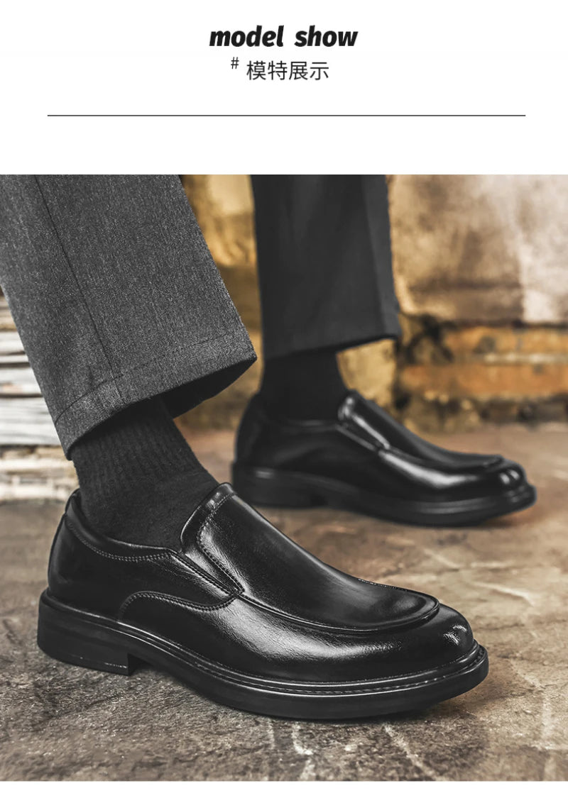 Men Vintage Burnished Leather Shoes 2026 Autumn New Trendy Low Top Slip On Casual Leather Shoes British Style Loafers For Men