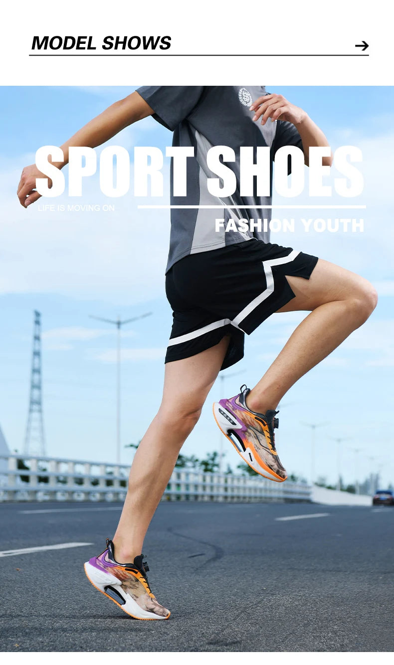 Elastic Speed Running Shoes for Men, Carbon Plate Push Rotating Buckle Sports Shoes for Women, Professional Shock-Absorbing
