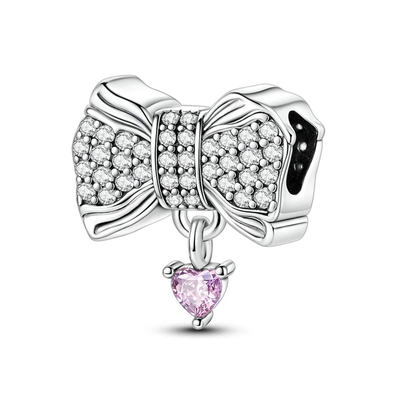 925 Sterling Silver Pink Ballet Girl Bow Pendant Charm Bead for Women – Elegant DIY Jewelry Making Charm for Bracelets & Necklaces