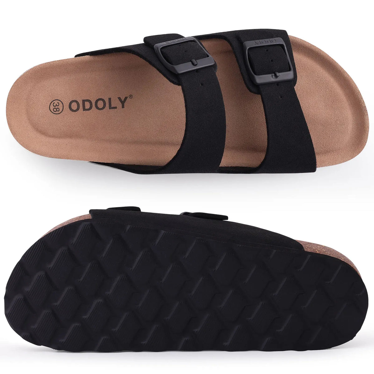 Bebealy Women's Cork Footbed Slide Sandal Summer Men Mules Fashion Women Clogs Slippers Outdoor Beach Sandals Adjustable Buckle