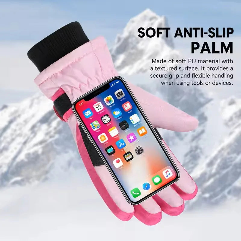 New Children Ski Gloves Keep Finger Warm Waterproof Thicken Mittens Winter Snowboard Snow Kids Gloves for Boys Girl Accessories
